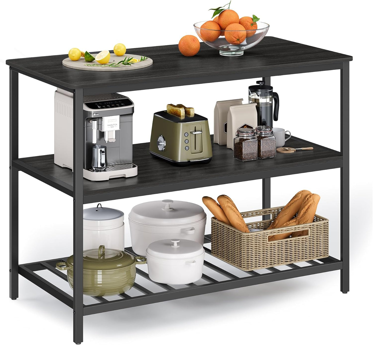 VASAGLE Kitchen Island with 3 Shelves for Your Culinary Needs