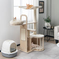 Tangkula Wood Cat Tree 55 in Multi-Level Activity Center - Cozy