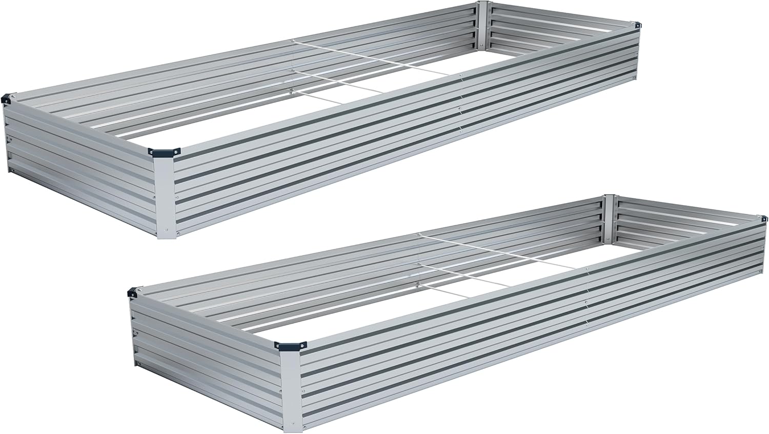 MGNO 2pcs Galvanized Raised Garden Bed for Outdoor Planting
