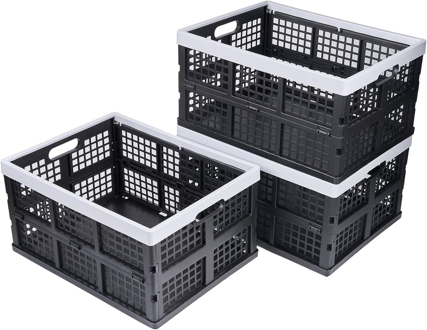 3-Pack Plastic Collapsible Storage Crates for Neat Organization