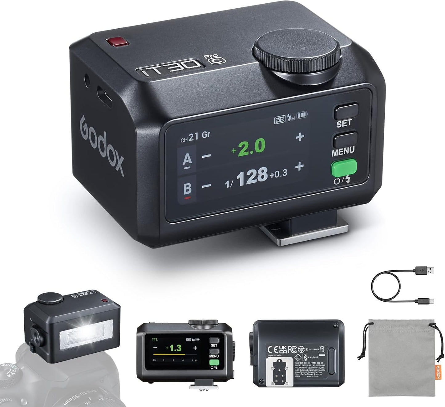 Godox iT30Pro C Mini Flash for Canon with Touchscreen Control