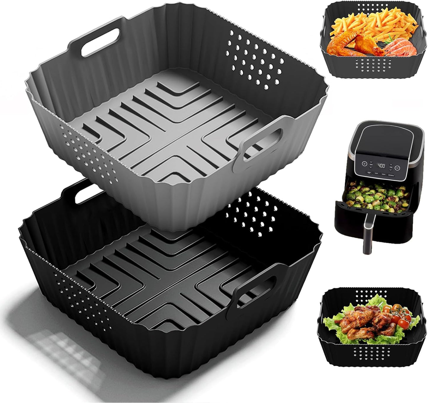 HOMELYLIFE Silicone Square Liners for Ninja Air Fryers, 2 Pcs