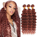 Color 33 Deep Wave Human Hair Bundles Auburn Curly 18 20 22in - Rich