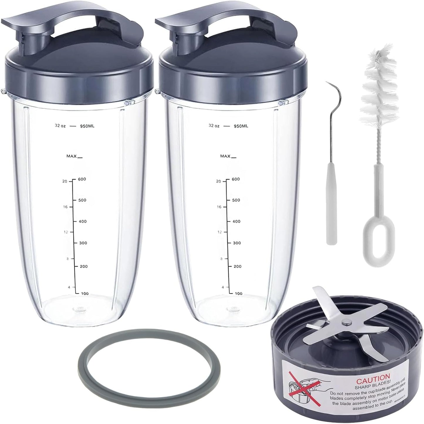 32oz Nutribullet Cups, To-Go Lid, Extractor Blade - Compatible & Durable
