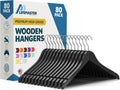 Wooden Hanger Set - 80 Pieces Non-Slip Space-Saving Hangers