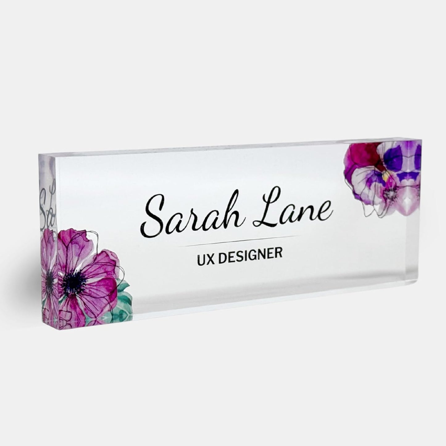 Customized Clear Acrylic Desk Name Plate Block for Office Decor