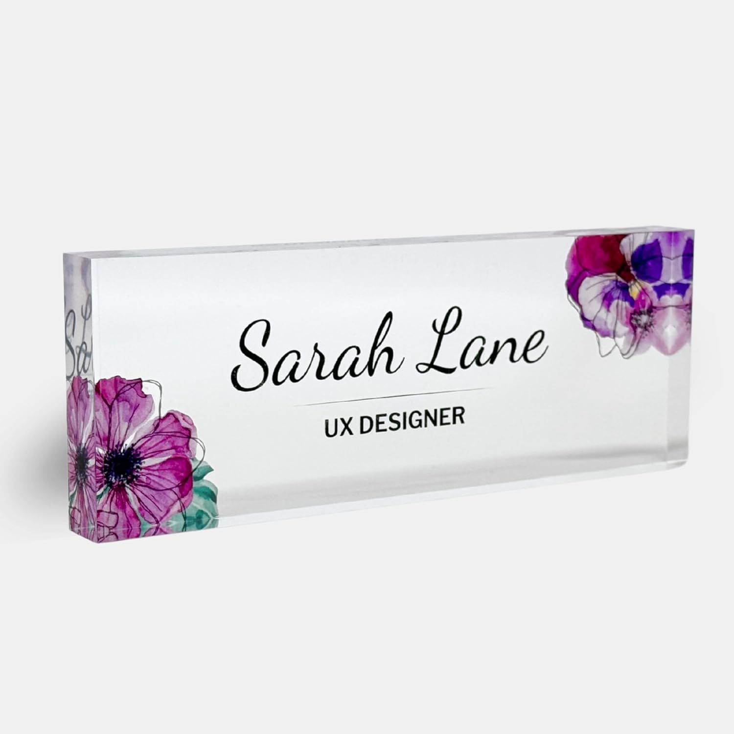 Customized Clear Acrylic Desk Name Plate Block for Office Decor