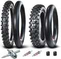 Rear 80/100-12 and Front 60/100-14 Tire and Inner Tube Set - Heavy