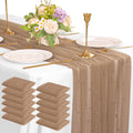 12 Pack 10ft Pearl Table Runner 30x120 in Nude Brown - Elegant Tulle