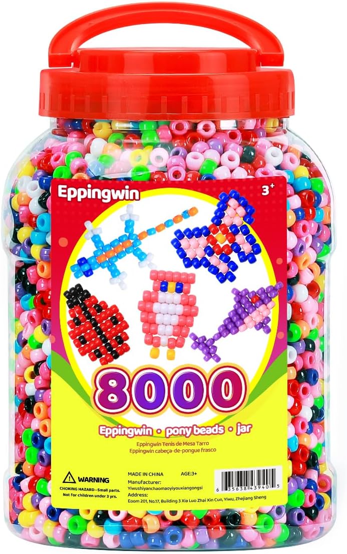 8000+ Multi-Colored Pony Beads for Jewelry Making Crafts