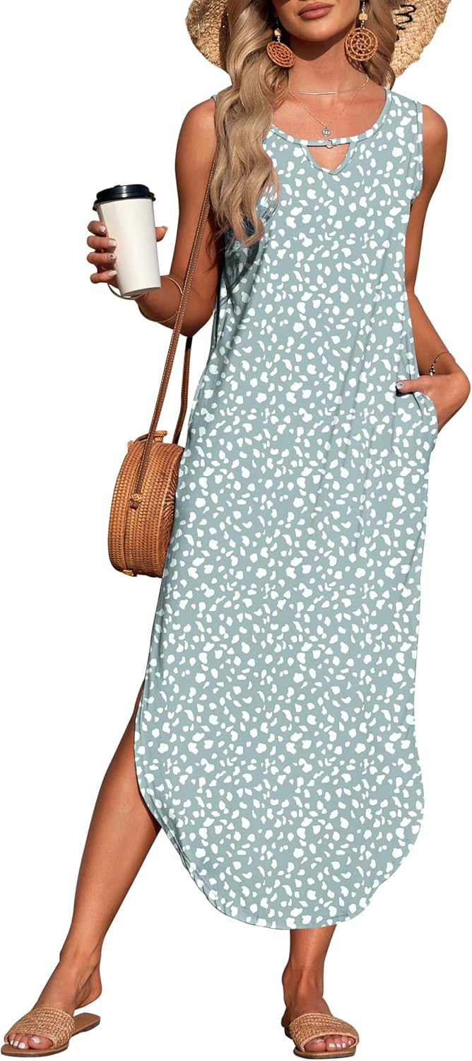 MISFAY Women's Summer Maxi Dress with Pockets for Beach Fun