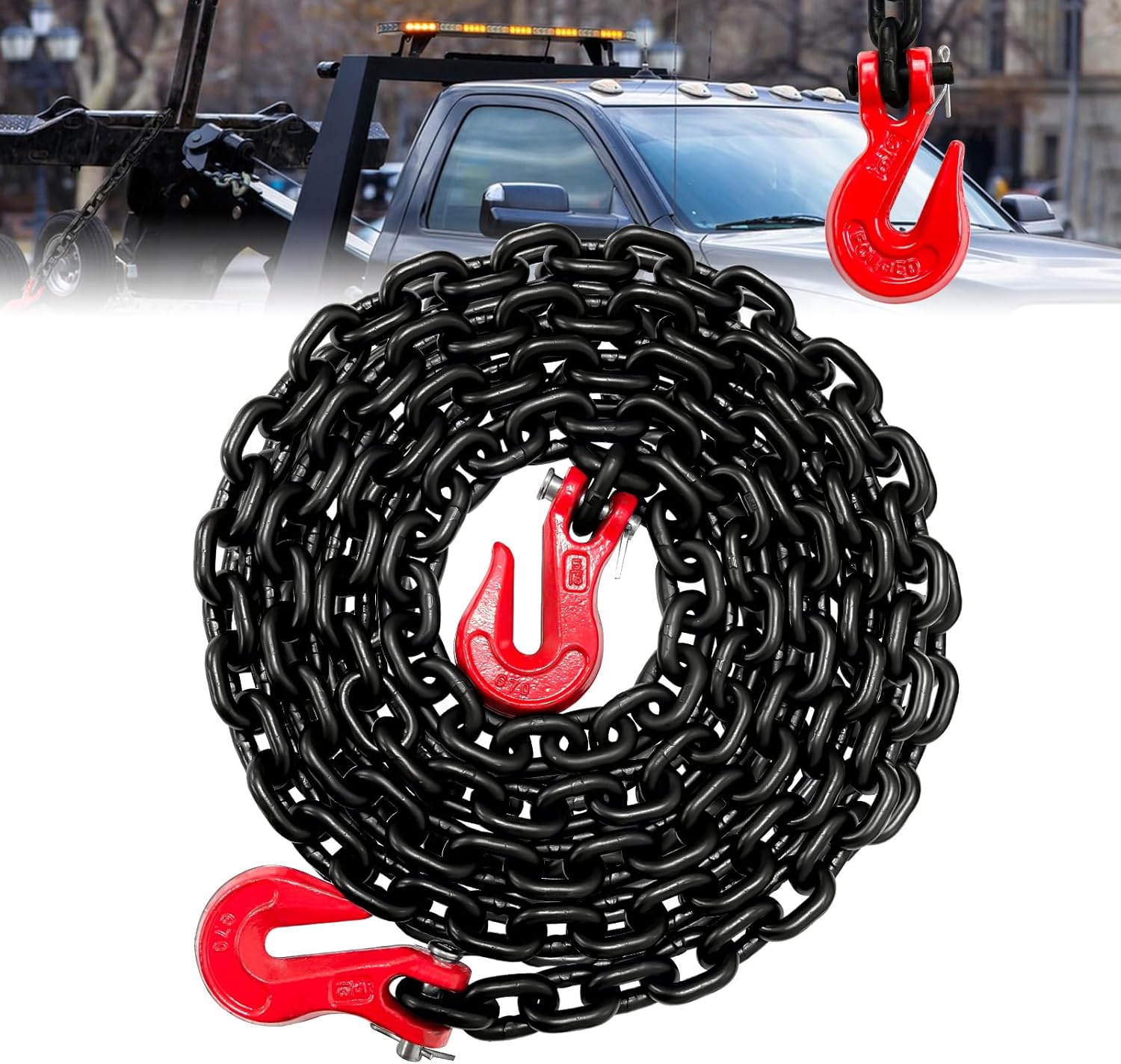 Trailer Chains with Hooks 5/16In 25Ft G80 Durable Towing Accessory