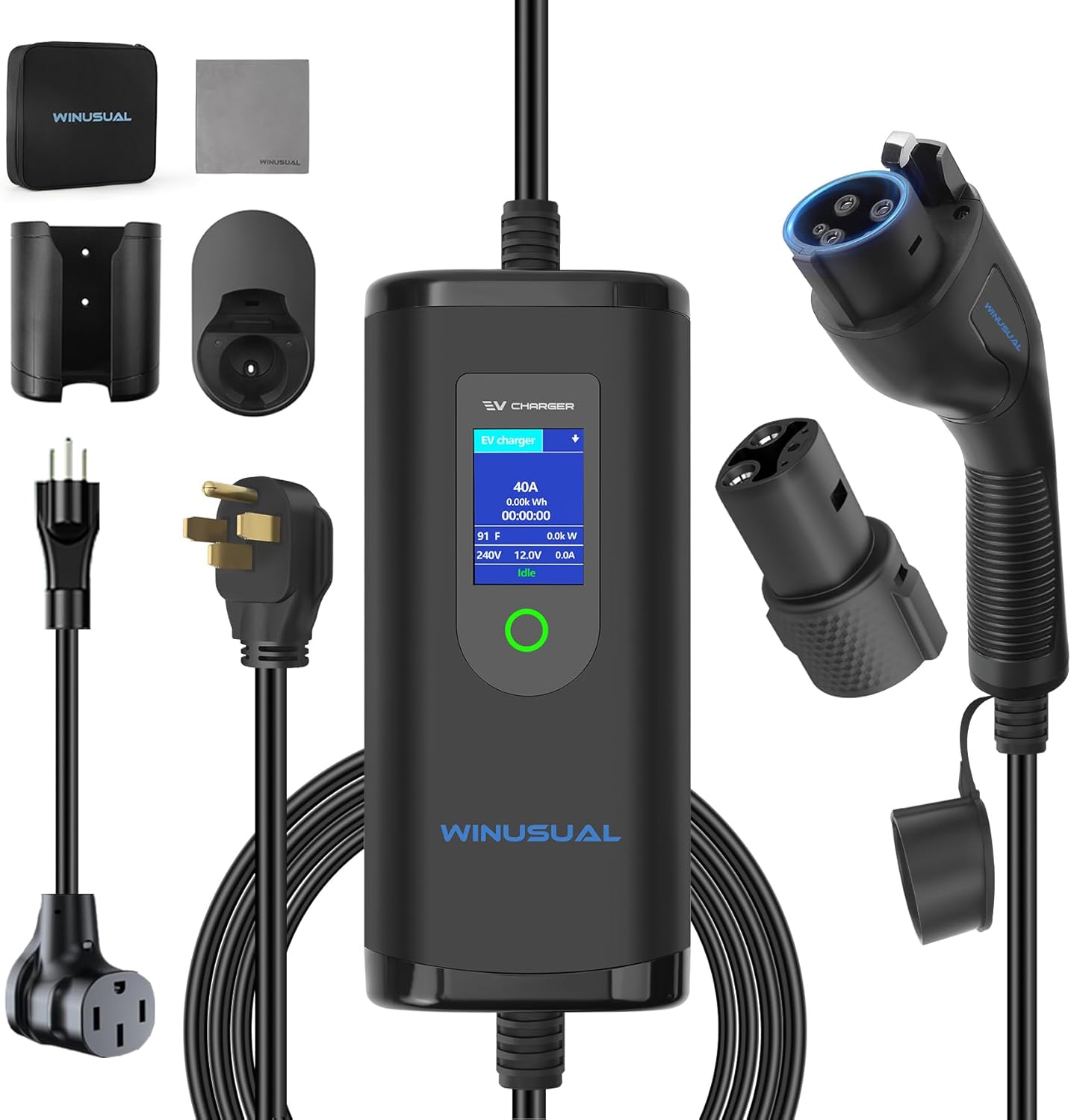 Portable 40A EV Charger: Fast Level 2 Charging!