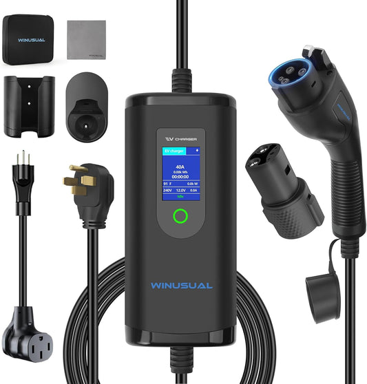 Portable 40A EV Charger: Fast Level 2 Charging!