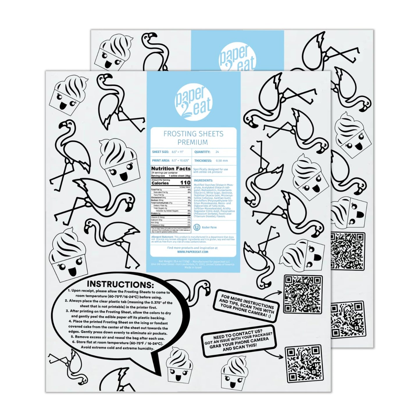 Premium Frosting Sheets for Edible Cake Decorating - 48 Count