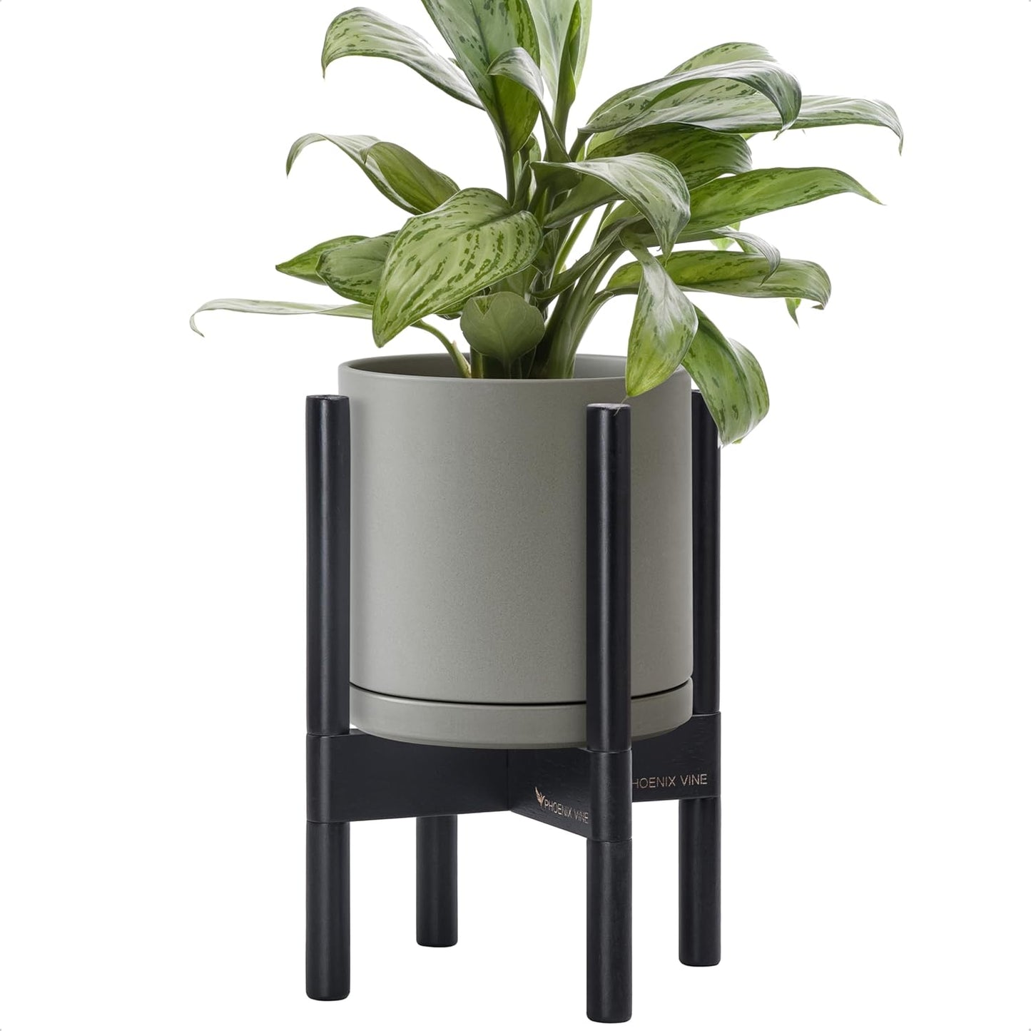 D'vine Dev Ceramic Planter with Stand - 8 Inch Modern Pot