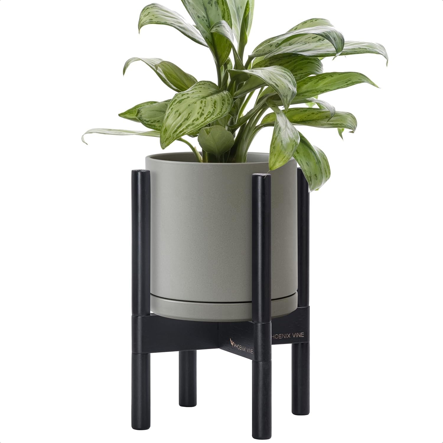 D'vine Dev Ceramic Planter with Stand - 8 Inch Modern Pot
