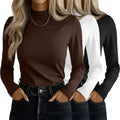Ficerd 3 Pack Women's Mock Turtleneck Long Sleeve Slim Fit