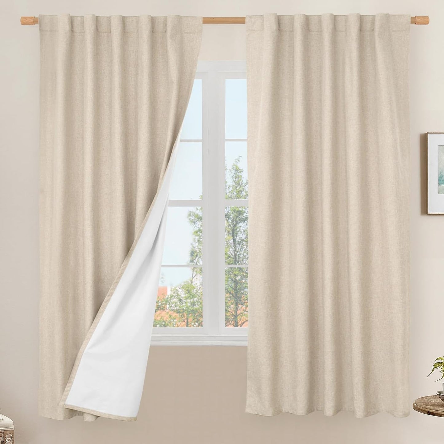 LAMIT 100% Blackout Linen Curtains for Elegant Home Decor