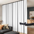 GreyishWhite Room Divider Curtains with Black Rail - Flexible Ceiling