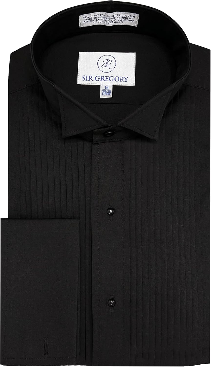 Sir Gregory Men's Fitted Tuxedo Shirt with Wing Collar Style