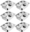 VEVOR 6 Pack Stainless Steam Hotel Pans 1/2 Size - Durable 4 in Pans