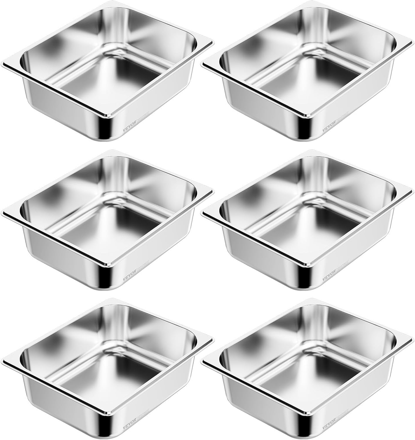 VEVOR 6 Pack Stainless Steel Hotel Pans for Catering Needs