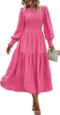 Women 2025 Puff Long Sleeve Smocked Maxi Dress - Flowy Empire Waist