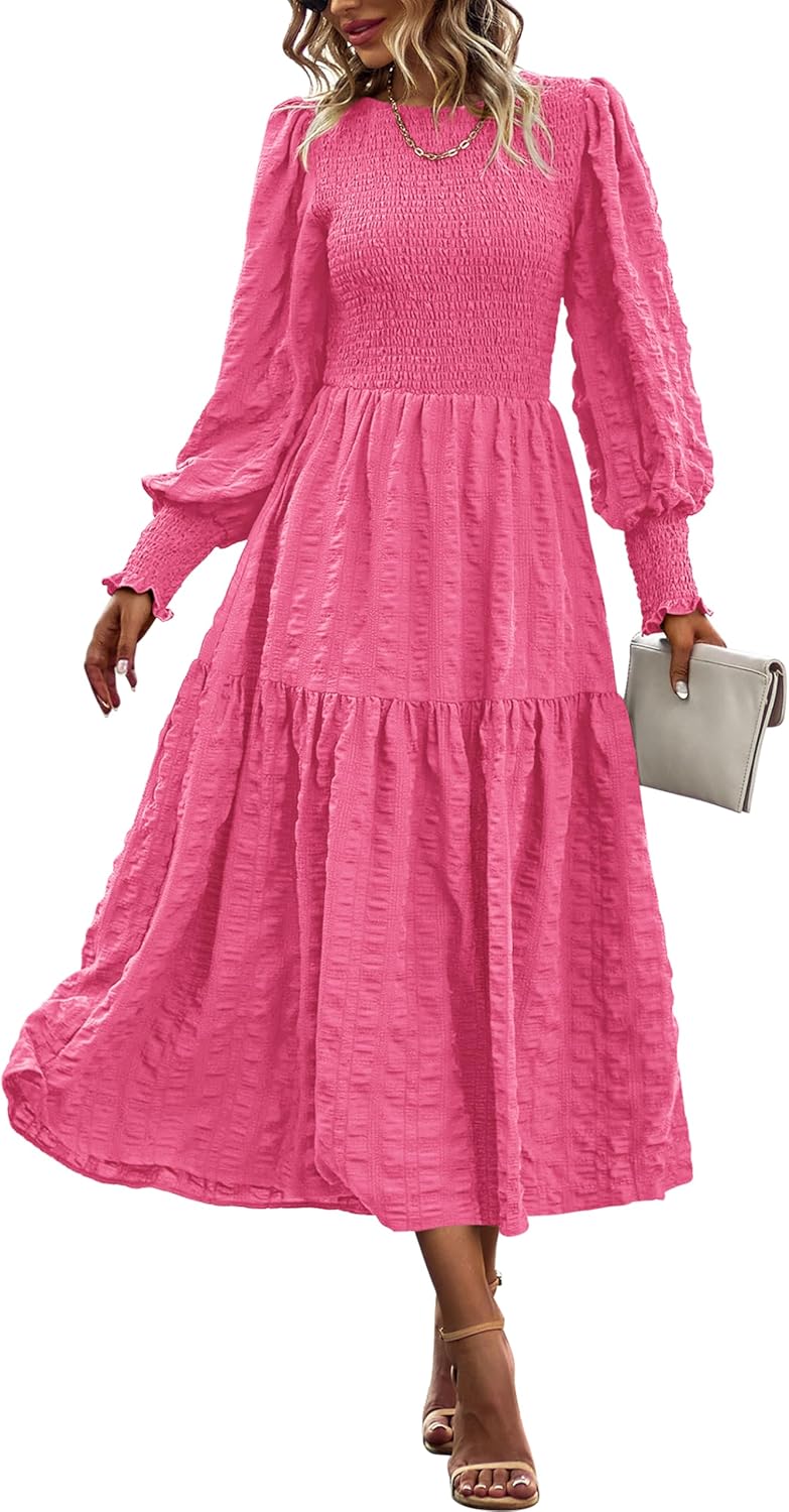 PRETTYGARDEN Women Puff Long Sleeve Maxi Dress for Spring 2025