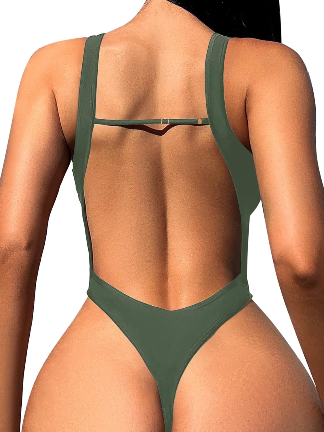 Sexy Backless Cheeky High Cut Leg Thong V Neck Swimsuit Review