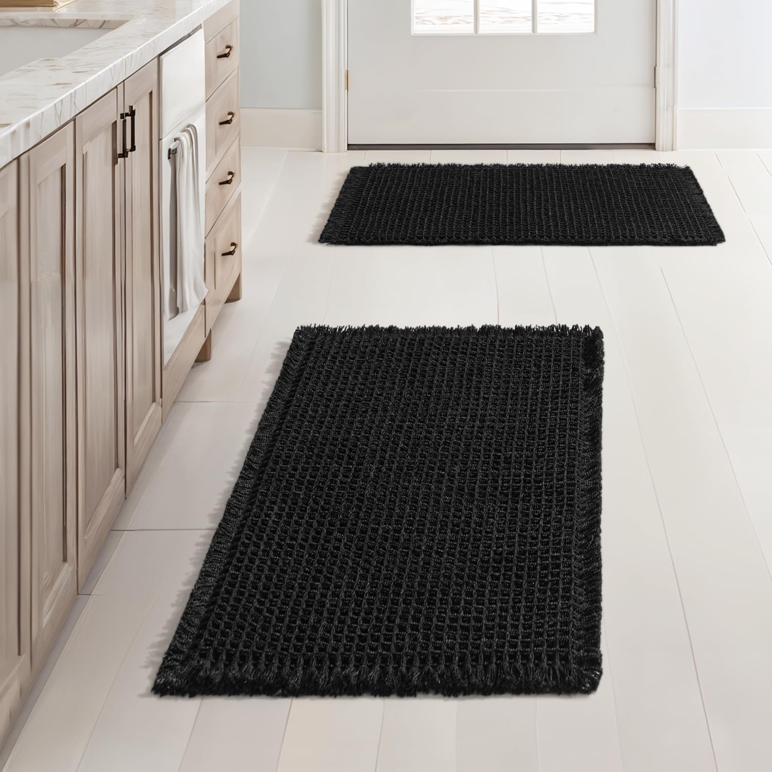 MIULEE Set of 2 Waffle Bathroom Rugs for Cozy Comfort