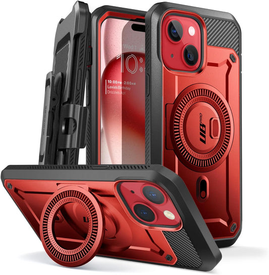SUPCASE iPhone 15 Case with Stand and Built-in Screen Protector