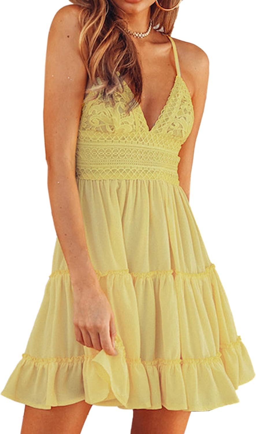 ECOWISH Summer Dresses for Women: V-Neck Spaghetti Strap Style