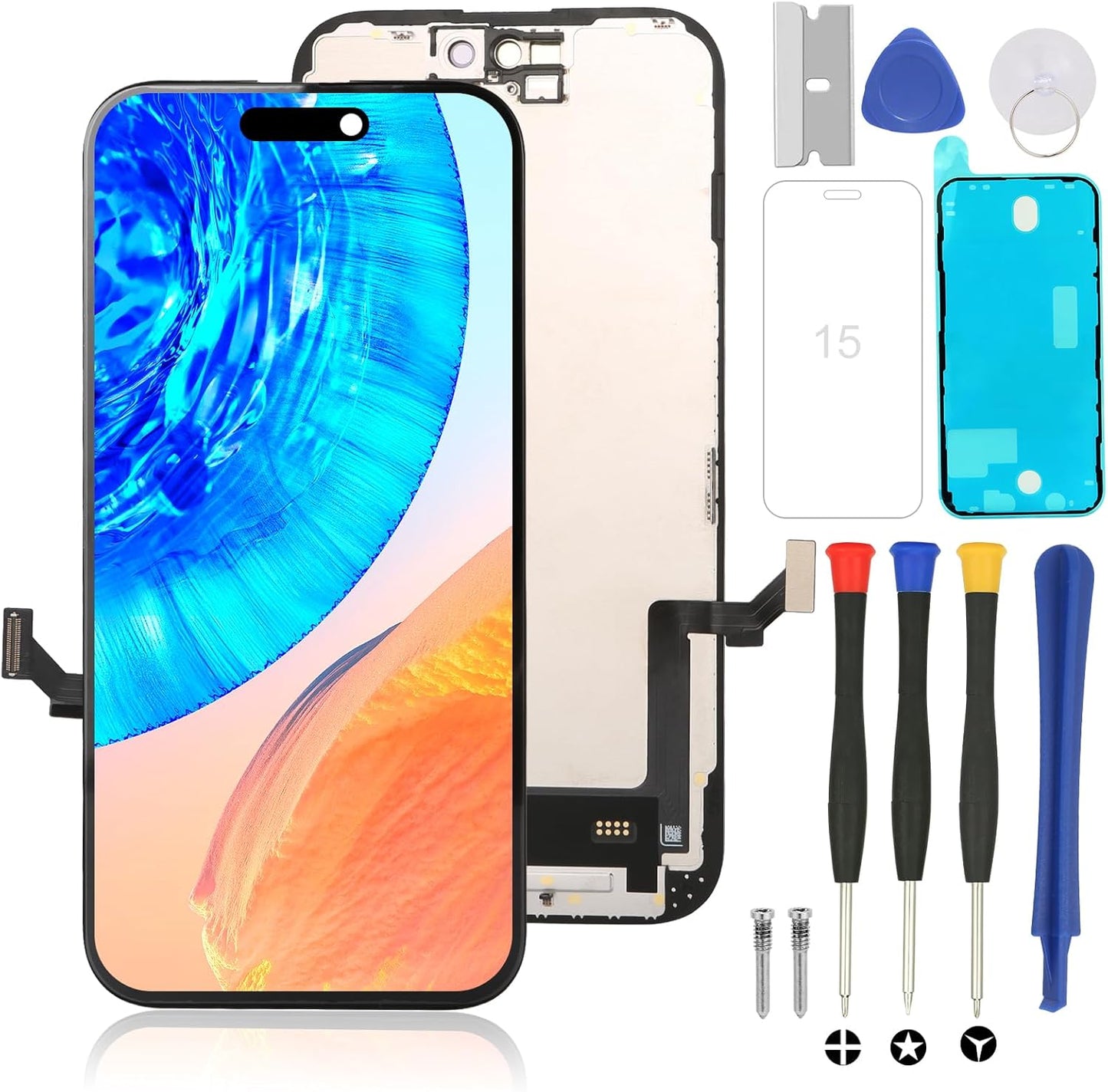 iPhone 15 Screen Replacement Kit with True Tone and Tools