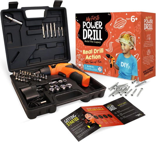 My First Power Drill Set - Real Cordless Drill for Kids Fun