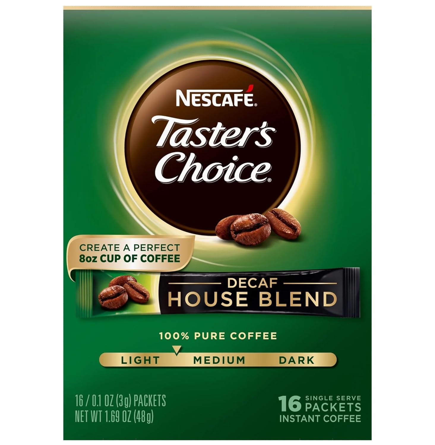 NESCAF Taster's Choice Decaf Instant Coffee, House Blend - 16 Count