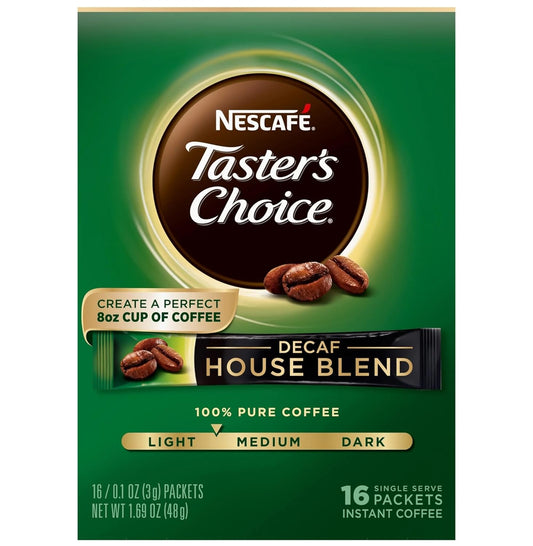 NESCAF Taster's Choice Decaf Instant Coffee, House Blend - 16 Count
