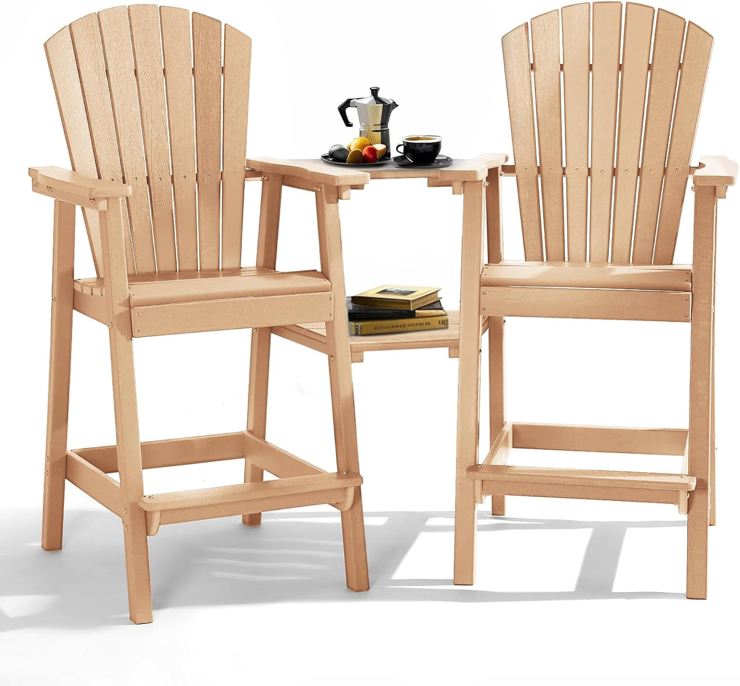 PASAMIC Tall Adirondack Chair Set with Removable Trays for Comfort