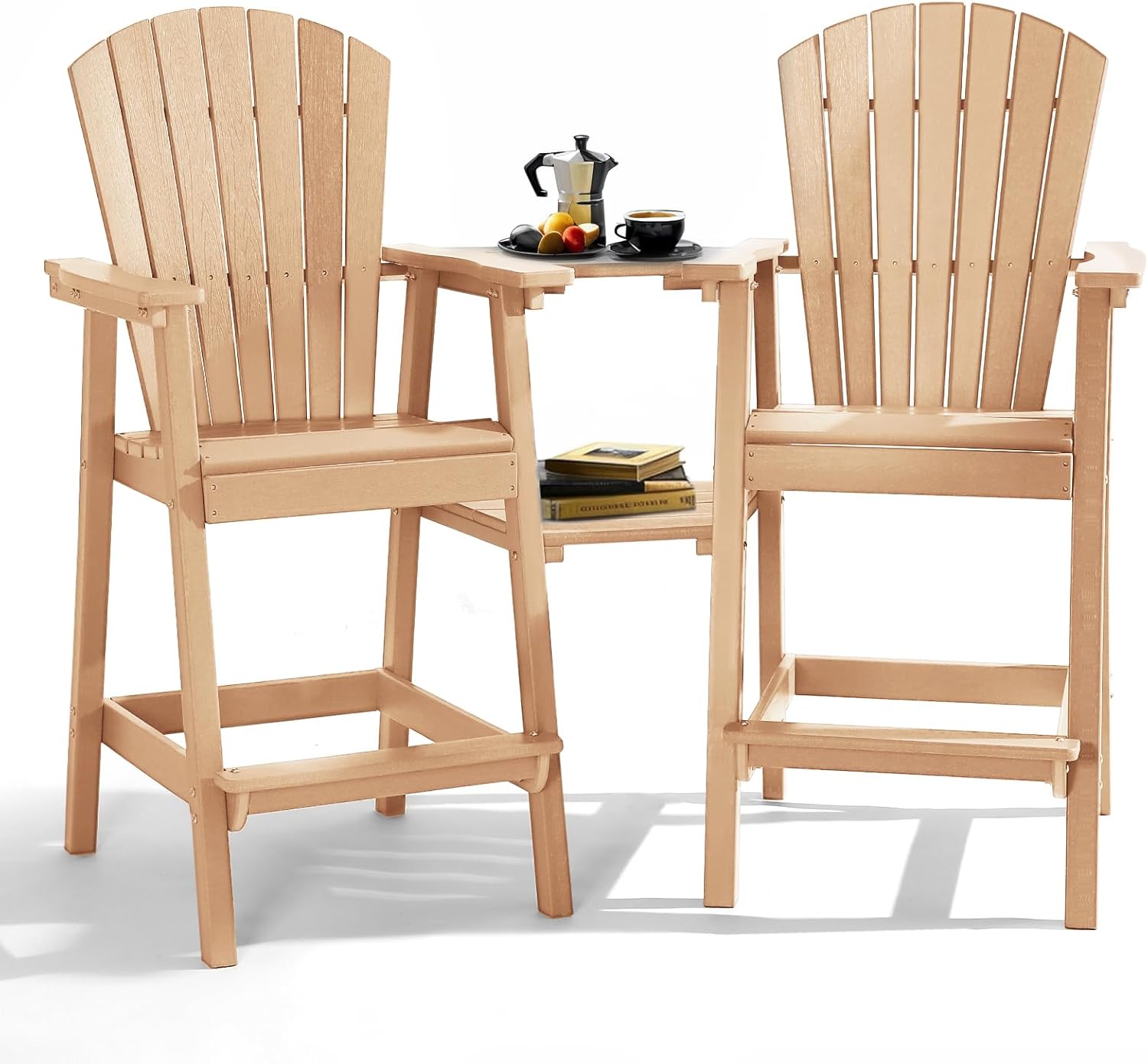PASAMIC Tall Adirondack Chair Set with Removable Trays for Comfort