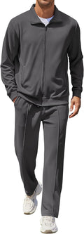 COOFANDY Men's Casual Jacquard Sweatsuit 2 Piece Tracksuit - Stylish