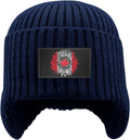 Winter Beanie with Brim and Ear Flaps - Warm Knit Fleece Lined