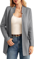 Long Sleeve Open Front Knit Cardigan Blazer - Chic Layering Piece