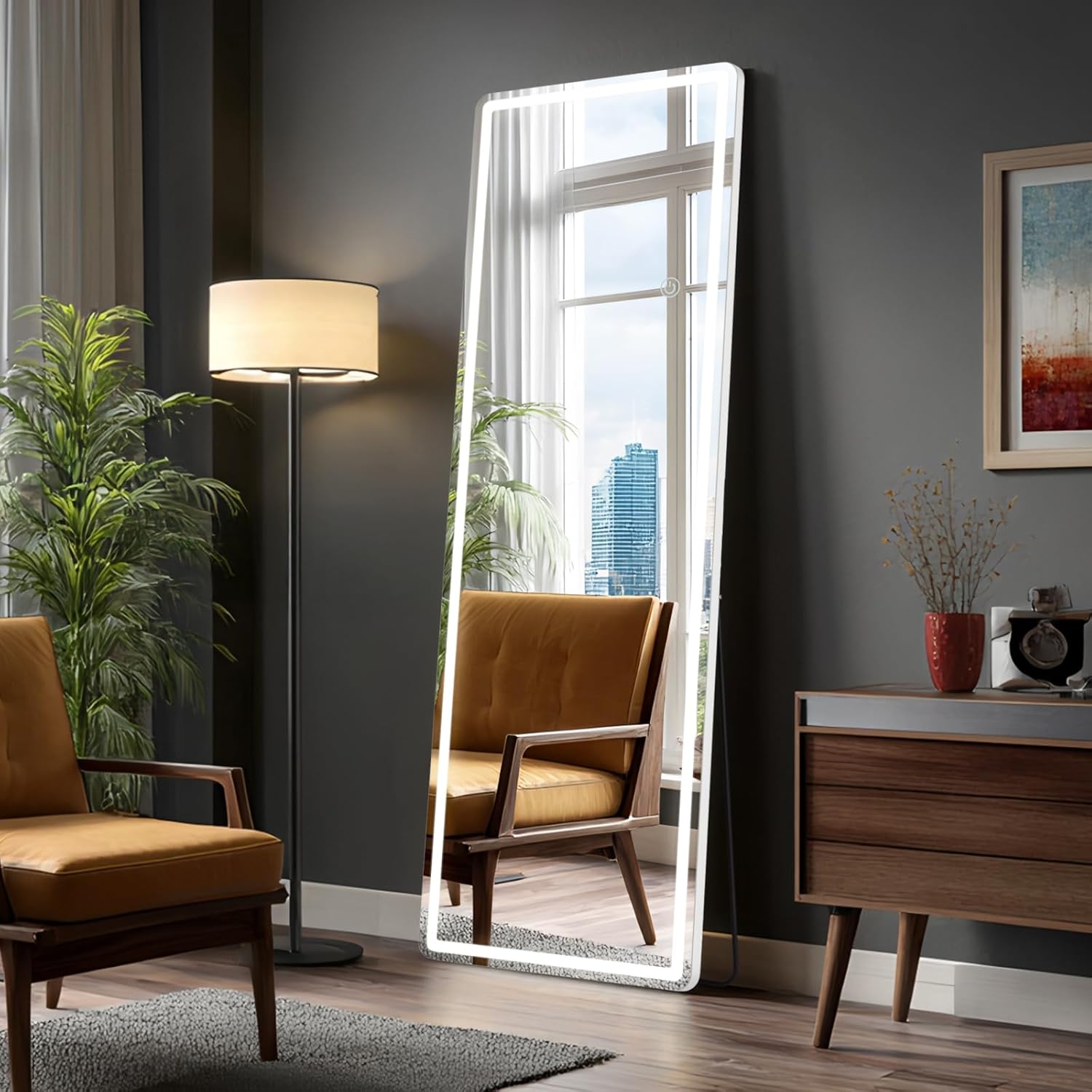 OLIXIS 21.5in x 64.1in Full Length Mirror with LED Lighting