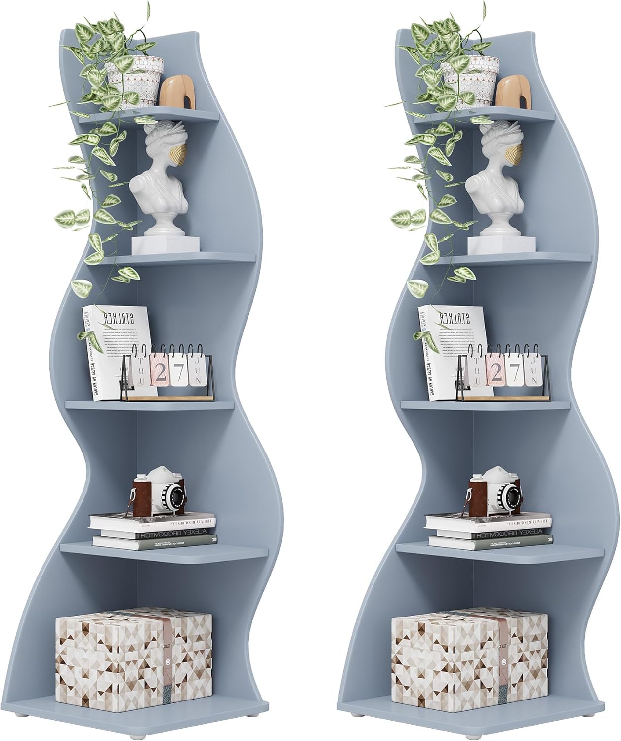 Tribesigns Corner Shelf - Modern 5-Tier Wall Bookshelf for Home