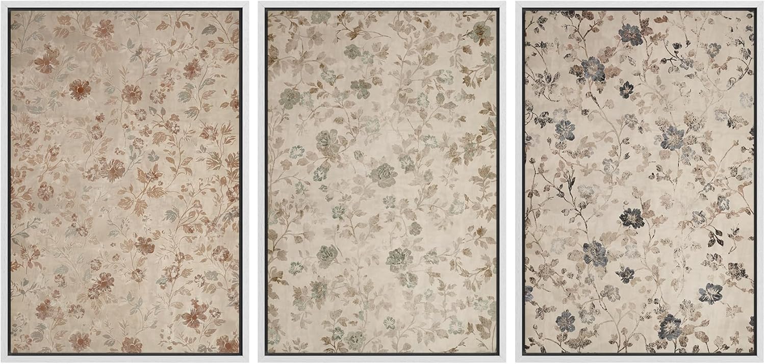 MUDECOR Framed Wall Art Print Set Vintage Floral Botanical Decor
