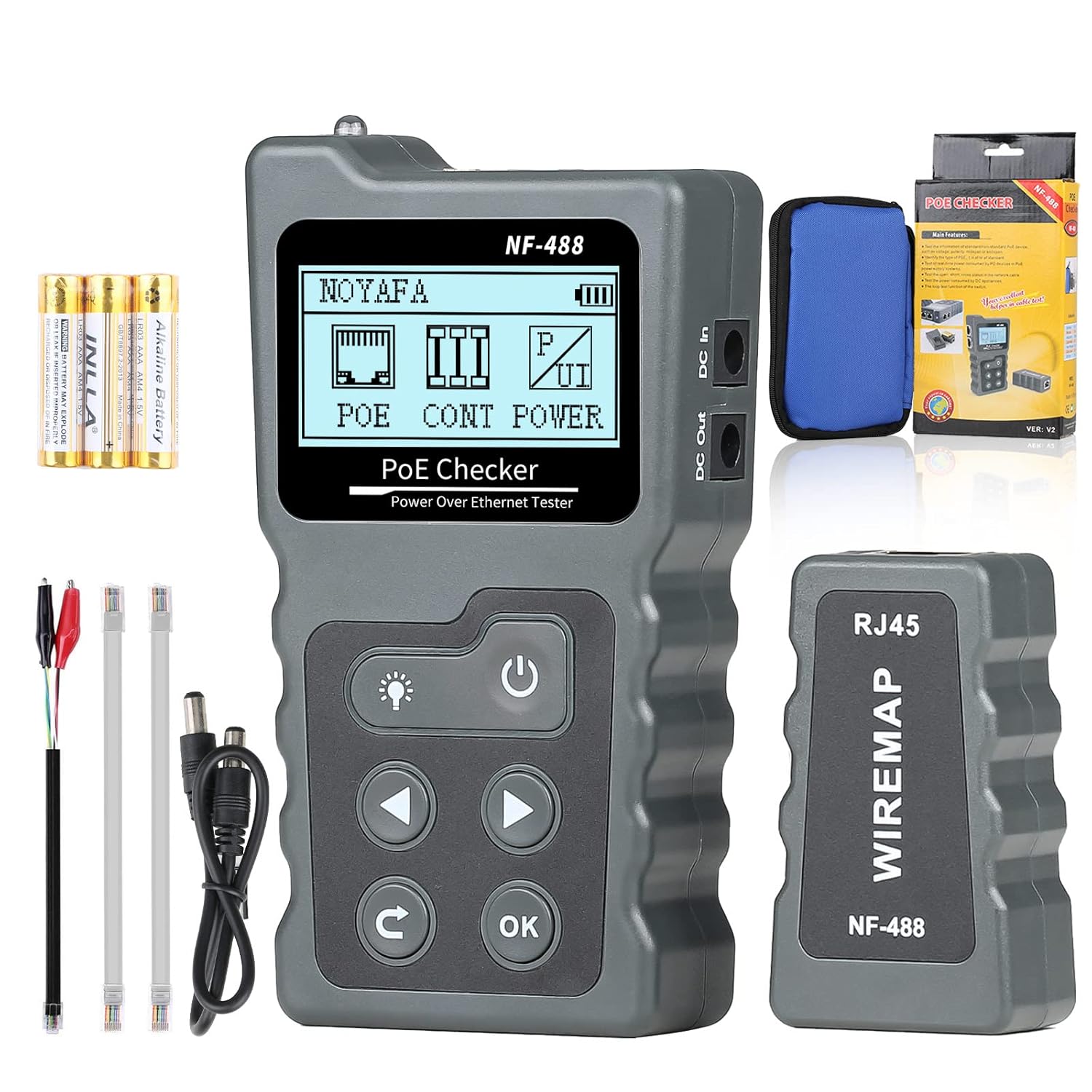 RJ45 Network Cable Tester - Multifunction Poe Ethernet Tester Kit