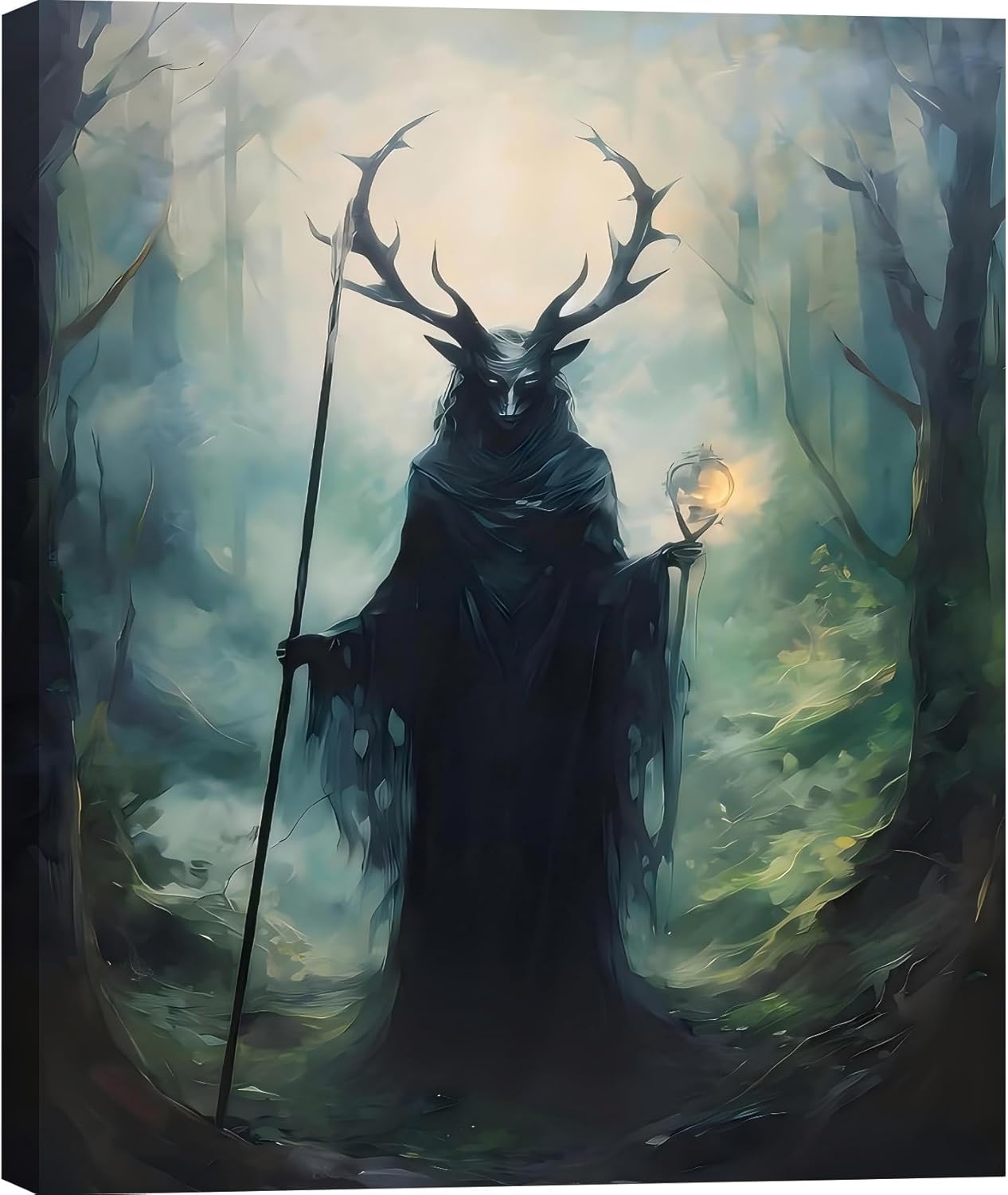 Victorian Gothic Forest Krampus Canvas Art for Spooky Decor