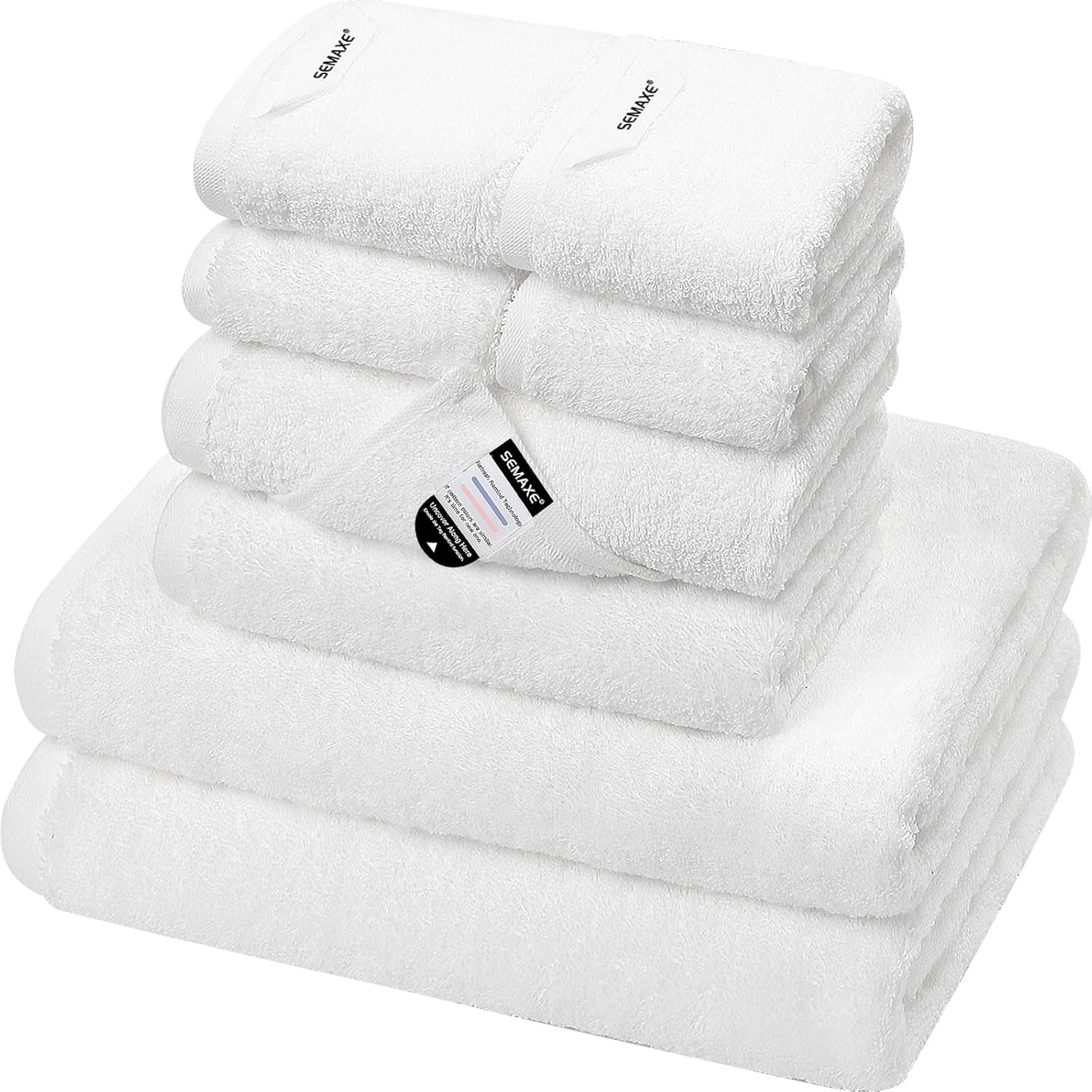 SEMAXE White Bath Towel Set - Luxurious 100% Cotton Towels