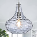 11in Smoked Hammered Glass Pendant Light - Modern Industrial