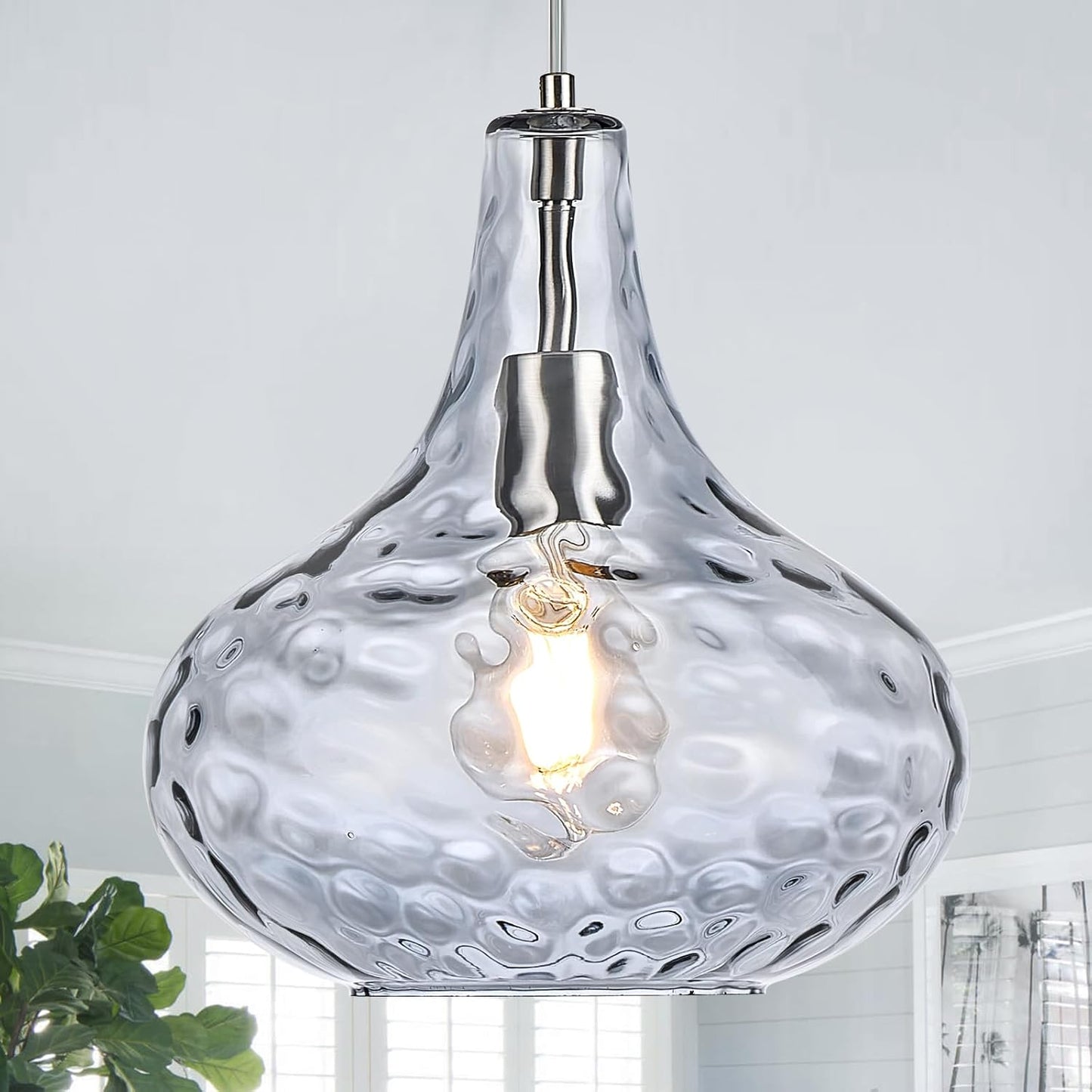 11 Inch Smoked Hammered Glass Pendant Light for Modern Spaces